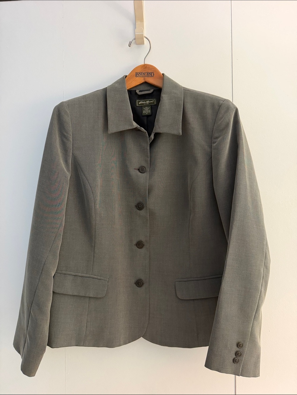 Eddie Bauer Women's Gray Button-Front Blazer